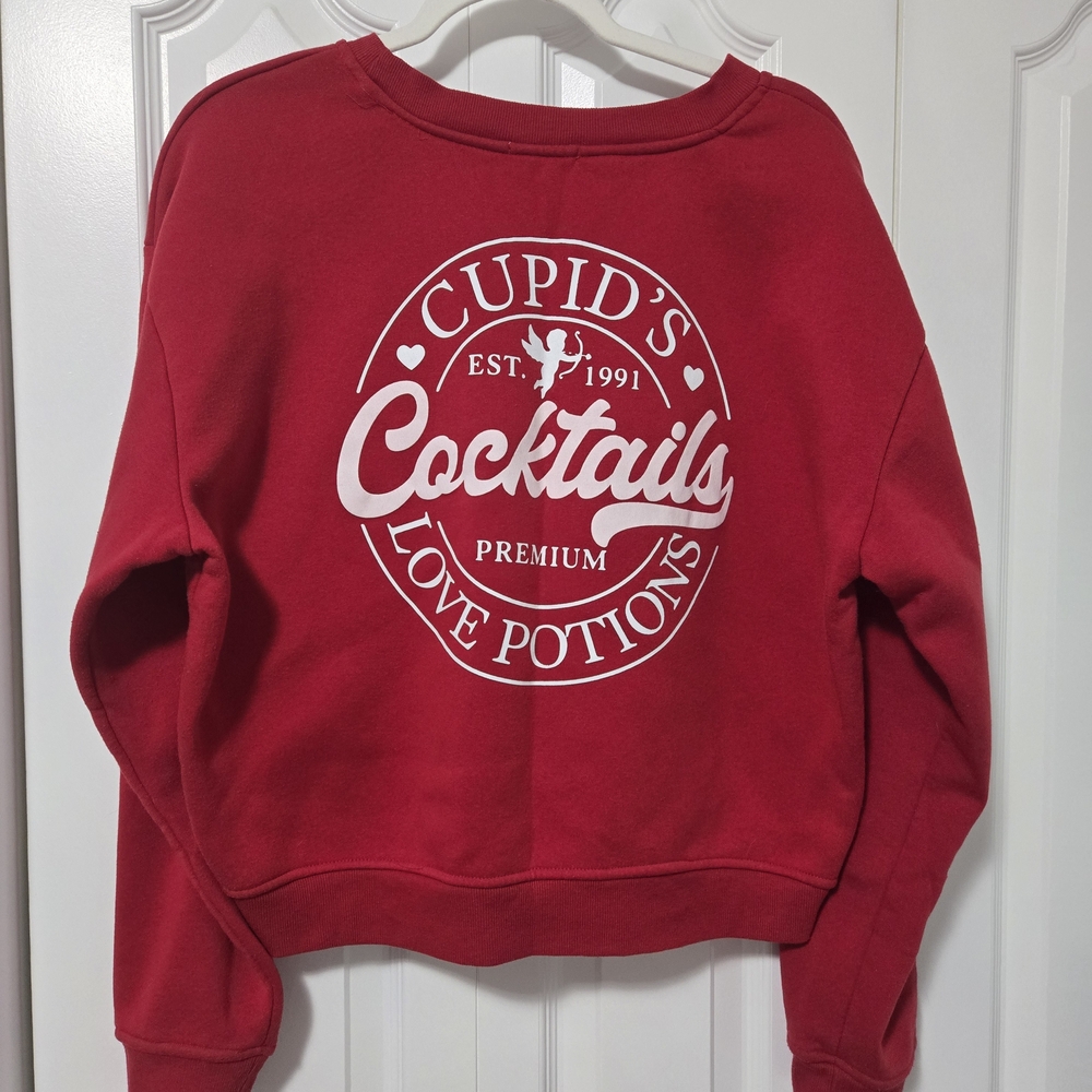 Red Cupid's Cocktails Crop Sweatshirt